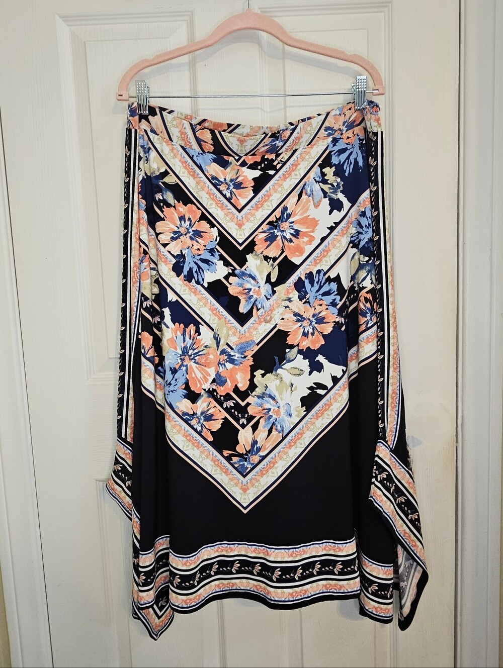 JM Collection XL Handkerchief Hem Midi Skirt